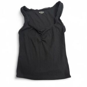 Women's Old Navy Size Small Tall V-Neck Lace Trim Black Tank Top
